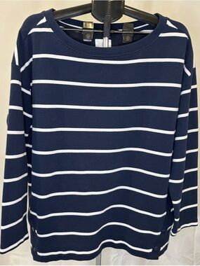 Lou & Grey Navy and White Striped Long Sleeve Top